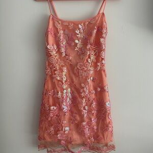 Lucy in the Sky Coral Sequin Mini Dress